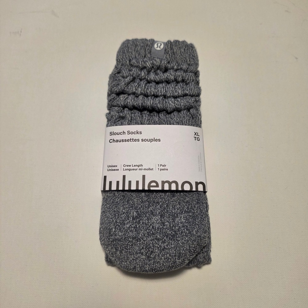 Lululemon Slouch Socks Heathered Core Grey Unisex Crew Length Size XL